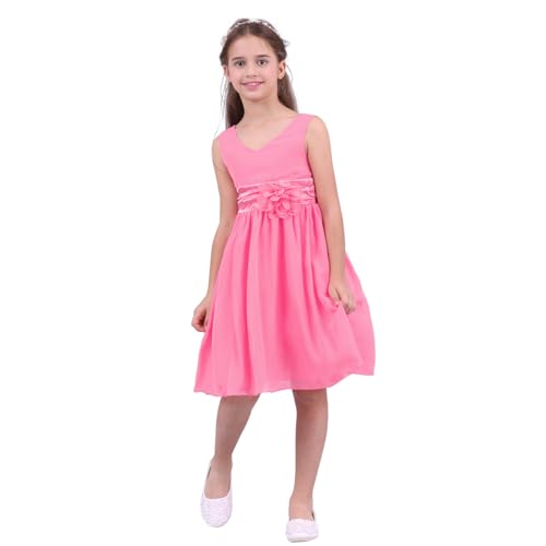 Freebily Festlich Kleid Kinderkleid Kinder Mädchen Hochzeit Blumensmädchenkleid Prinzessin Kleid Chiffonkleid Partykleid, Pink, 116 (Herstellergröße: 6) von Freebily