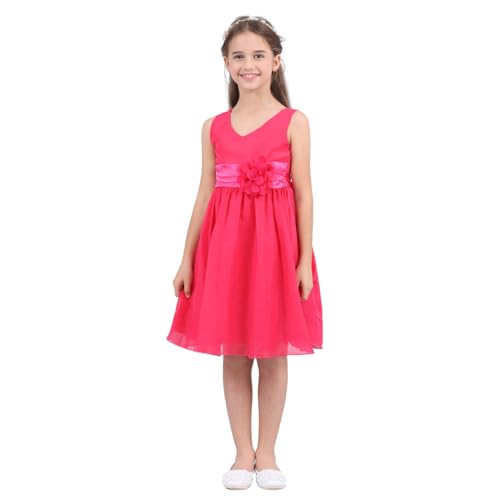 Freebily Festlich Kleid Kinderkleid Kinder Mädchen Hochzeit Blumensmädchenkleid Prinzessin Kleid Chiffonkleid Partykleid, Rose, 152 (Herstellergröße: 12) von Freebily
