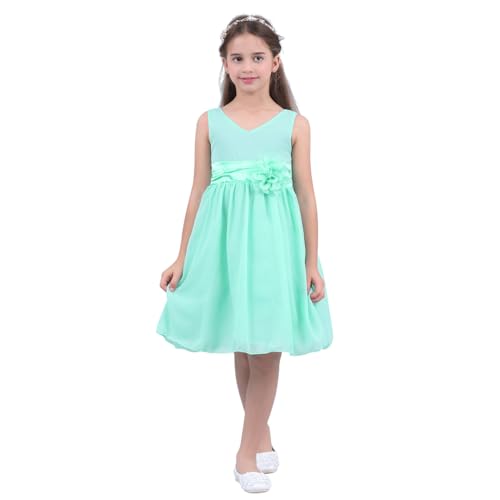 Freebily Festlich Kleid Kinderkleid Kinder Mädchen Hochzeit Blumensmädchenkleid Prinzessin Kleid Chiffonkleid Partykleid, Türkis, 128 (Herstellergröße: 8) von Freebily