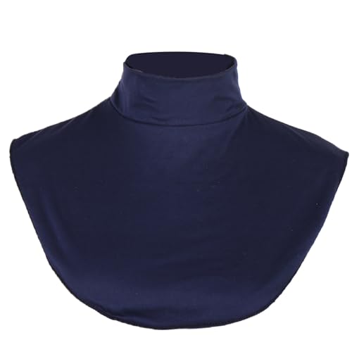 Freebily Herbst Winter Kragen Einsatz Rollkragen Halswärmer Schlupfschal Schalkragen Baumwolle Hälfte Top Bluse Unterziehkragen für Damen und Herren Marineblau A Einheitsgröße von Freebily