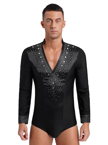 Freebily Herren Body Langarm V-Auschnitt Latein Hemd Mit Glitzer Strass Jazz Tango Top Modern Dance Outfit Performance Tanzkostüm Schwarz M Freebily Herren Body Langarm V-Auschnitt Latein Hemd Mit Glitzer Strass Jazz Tango Top Modern Dance Outfit Performance Tanzkostüm Schwarz M von Freebily