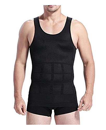 Freebily Herren Body Shaper Unterhemden ärmellose Kompression Muskelshirt Sport Figurformende Achselshirt Achselhemd Slimming Weste Schwarz M von Freebily