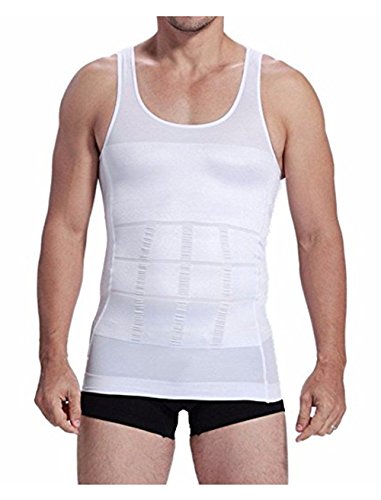 Freebily Herren Body Shaper Unterhemden ärmellose Kompression Muskelshirt Sport Figurformende Achselshirt Achselhemd Slimming Weste Weiß M von Freebily