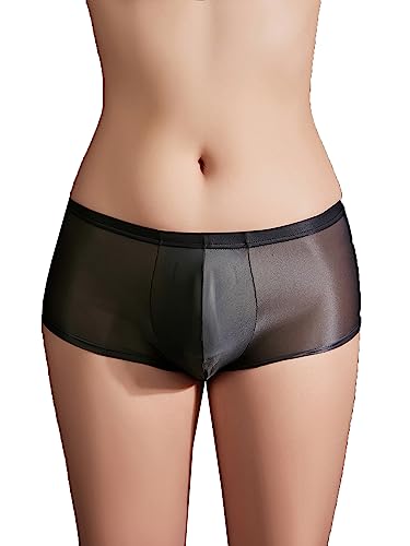 Freebily Herren Boxershorts Durchsichtige Öl-Glanz/Matte Slips Höschen Mit Beutel Männer Erotische Unterwäsche Reizwäsche B_Schwarz Einheitsgröße von Freebily