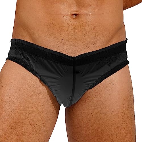 Freebily Herren Boxershorts tranaparent Badeshorts Kurze Badehose Locker Retroshorts Biknihose Unterhose Unterwäsche in Gr.M-3XL Schwarz_D L von Freebily