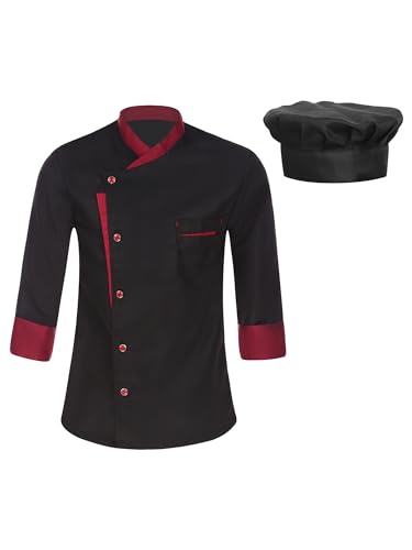 Freebily Herren Damen Kochjacke Chef Set Küchen Koch Jacke Mütze Gastromütze Set Restaurant Hotel Cafe Arbeitskleidung Uniform A_Schwarz XXL Freebily Herren Damen Kochjacke Chef Set Küchen Koch Jacke Mütze Gastromütze Set Restaurant Hotel Cafe Arbeitskleidung Uniform A_Schwarz XXL von Freebily