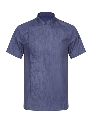 Freebily Herren Damen Kochjacke Kurzarm Bäckerjacke Stehkragen Mit Tasche Chef Koch Uniform Für Hotel Küche Restaurant Blau XXL von Freebily