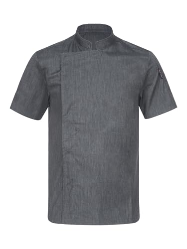 Freebily Herren Damen Kochjacke Kurzarm Bäckerjacke Stehkragen Mit Tasche Chef Koch Uniform Für Hotel Küche Restaurant Dunkelgrau 4XL von Freebily