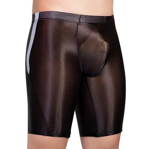 Freebily Herren Durchsichtige Shorts Boxershorts Öl Glanz Nylon Slip Mit Ausbuchtung Sport Training Unterwäsche Beutel Pouch Reizwäsche Schwarz Einheitsgröße von Freebily