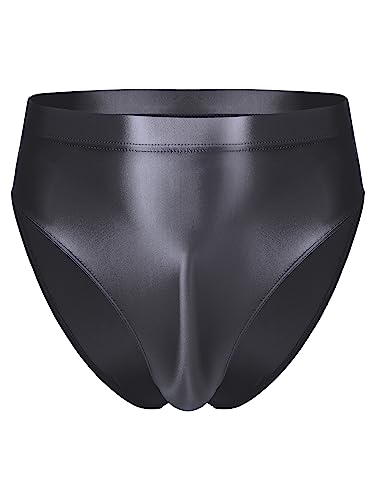Freebily Herren Glänzend Nylon Slip Tanga Mit Ausbuchtung Beutel Glossy Mini Badehose Schlüpfer Sexy Erotik Dessous Reizwäsche A_Dunkelgrau L von Freebily