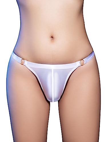 Freebily Herren Glanz Nylon Slips G-String Tanga Unterwäsche Elastisch Glatte Bikini Slip Höschen Hipster Schlüper Low Rise Reizwäsche K_Weiß Einheitsgröße von Freebily