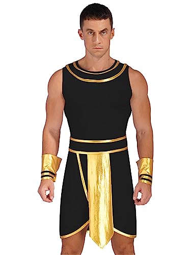 Freebily Herren Griechische Götter Kostüm Römischer Kaiser von Rom Caesar Kostüm Historisches Gewand Karneval Kostüm Mottoparty A_Schwarz XXL von Freebily
