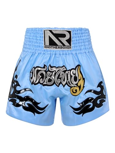 Freebily Herren Muay Thai Shorts Kurze Hose mit Elastischem Bund für Wettkampf Training Käfig Kampfsport Hellblau M von Freebily