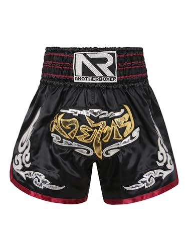 Freebily Herren Muay Thai Shorts Kurze Hose mit Elastischem Bund für Wettkampf Training Käfig Kampfsport Schwarz&Rot L von Freebily
