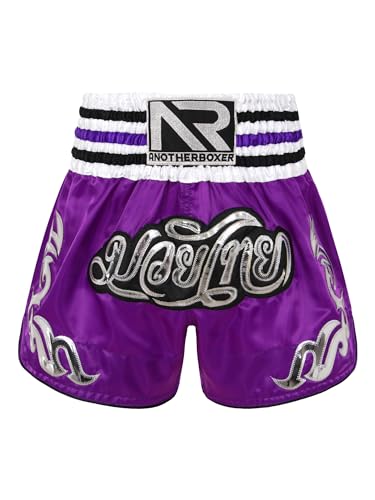 Freebily Herren Muay Thai Shorts Kurze Hose mit Elastischem Bund für Wettkampf Training Käfig Kampfsport Violett L von Freebily