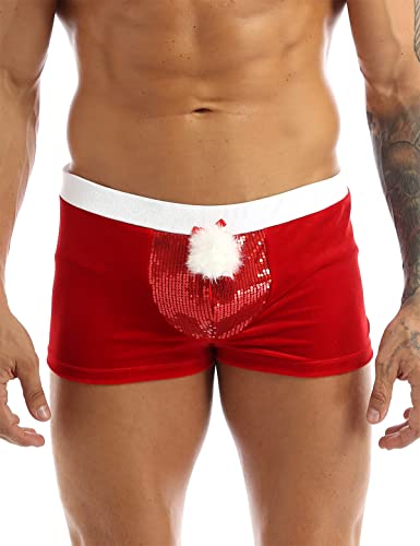Freebily Herren Retroshorts Weihnachten Unterhose Männer Boxershorts Lustig Unterwäsche Geschenkidee Rot L von Freebily