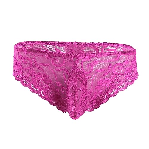 Freebily Herren Sissy Spitze String Bulge/Ouvert Slip Unterhose Briefs Erotische Unterwäsche Sissy Dessous Lingerie M-XXL Rose L von Freebily