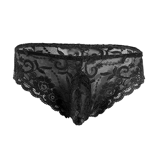 Freebily Herren Sissy Spitze String Bulge/Ouvert Slip Unterhose Briefs Erotische Unterwäsche Sissy Dessous Lingerie M-XXL Schwarz XL von Freebily