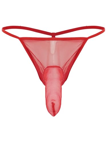 Freebily Herren Transparent Mesh Slip G-String Tanga T-Back Mit Beutel Bugle Erotische Unterwäsche Schlüpfer Rot Einheitsgröße von Freebily