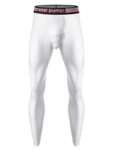 Freebily Herren Transparente Öl Glanz Leggings Mit Bulge Pouch Männer Sport Unterwäsche Unterteile Training Fitness Tights Weiß M von Freebily