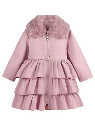 Freebily Kinder Baby Mädchen Mantel Klassische Wollmantel Kunstfell-Kragen Jacke Mit/Ohne Baskenmütze Set Warme Winter Herbst Kleidung Altrosa_F 110-116 von Freebily