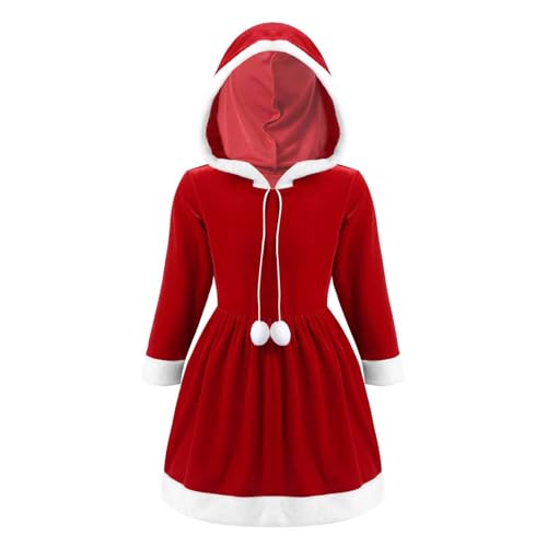 Freebily Kinder Baby Mädchen Weihnachtskostüm Kleid Weihnachten Elf Kostüm Santa Claus Nikolaus Kostüm Christmas Xmas Party Outfit gr. 80-176 Rot E 158-164/13-14 Jahre von Freebily