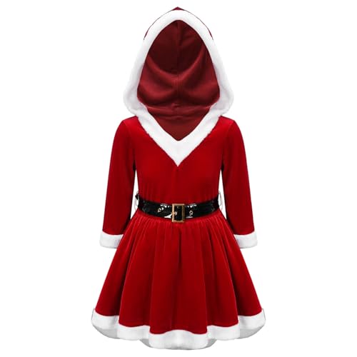 Freebily Kinder Baby Mädchen Weihnachtskostüm Kleid Weihnachten Elf Kostüm Santa Claus Nikolaus Kostüm Christmas Xmas Party Outfit gr. 80-176 Rot I 170-176/15-16 Jahre von Freebily