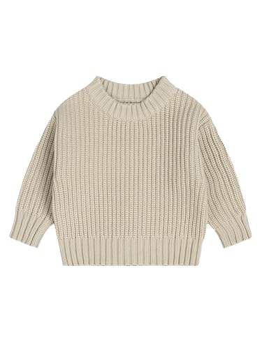 Freebily Kinder Baby Strickpullover Mädchen Jungen Gestrickter Pullover Top Kleinkind Baby Winter Herbst Knitted Sweater Shirt Beige_A 50-62 von Freebily