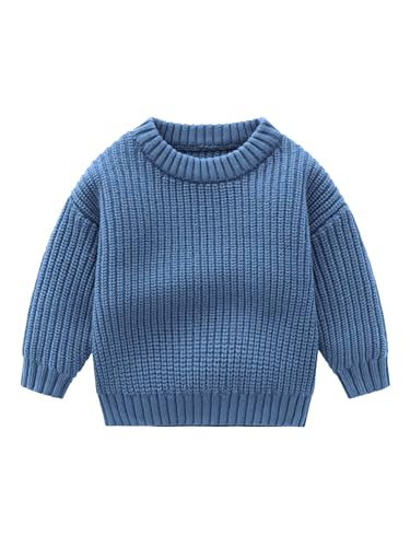 Freebily Kinder Baby Strickpullover Mädchen Jungen Gestrickter Pullover Top Kleinkind Baby Winter Herbst Knitted Sweater Shirt Marineblau_A 110-116 von Freebily