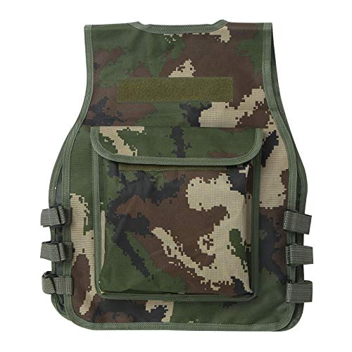 Freebily Kinder Camouflage Weste Jacke Multi-Taschen Verstellbare Militär Armee Kampf Weste Jaket Schutz Weste für CS Spiel Wandern Camping Armee grün 8-14 Jahre von Freebily