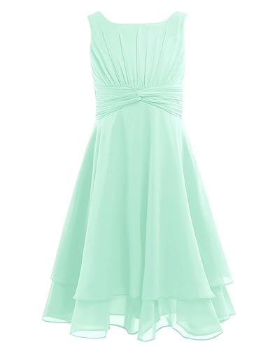 Freebily Kinder Mädchen Partykleider Ärmellos Prinzessin Kleid Festlich Chiffon Blumenmädchenkleid Hochzeit Ballkleid Festkleid Mint 128 von Freebily