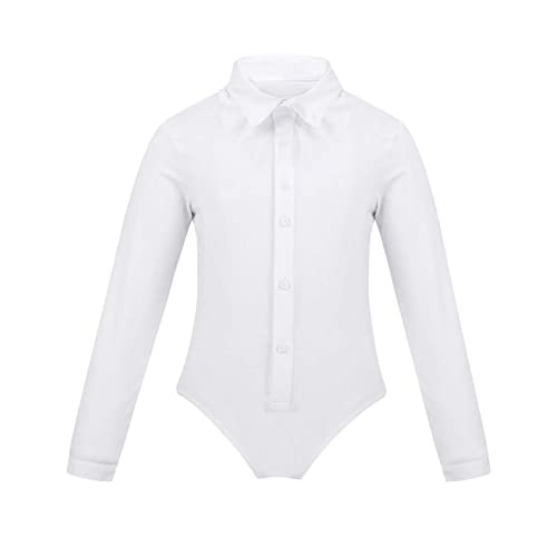 Freebily Kinder Jungen Hemdbody Langarm Baumwolle Bodysuit Smoking Strampler Latin Dancewear Gentleman Kostüm Tanz Anzug Body Hemd Weiss_B 140/10 Jahre von Freebily