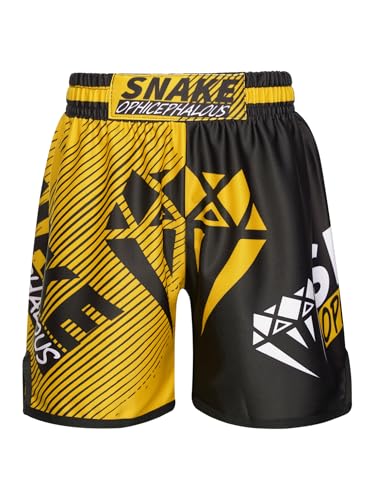 Freebily Kinder Jungen MMA Box Shorts Muay Thai Kickboxen Kurze Hose Trainingshose zum K1 Boxen Käfigkämpfen Lauf- Kampfkunst Kampfsport Halb-Gelb 146-152 von Freebily