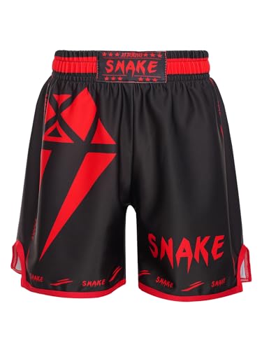 Freebily Kinder Jungen MMA Box Shorts Muay Thai Kickboxen Kurze Hose Trainingshose zum K1 Boxen Käfigkämpfen Lauf- und Kampfkunst Kampfsport Rot&Diamant-Muster 134-140 von Freebily