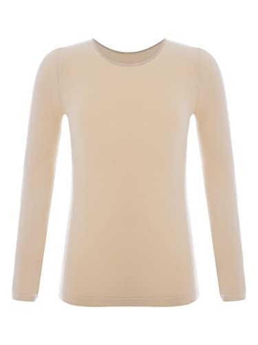 Freebily Kinder Jungen Mädchen Thermo Unterhemd Langarmshirt mit/Ohne Innenfleece Thermo Unterwäsche Top Ski Sportwäsche Shirt Nude_B 140-152/10-12 Jahre von Freebily