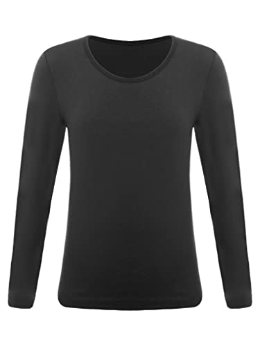 Freebily Kinder Jungen Mädchen Thermo Unterhemd Langarmshirt mit/Ohne Innenfleece Thermo Unterwäsche Top Ski Sportwäsche Shirt Schwarz_C 104-116 von Freebily