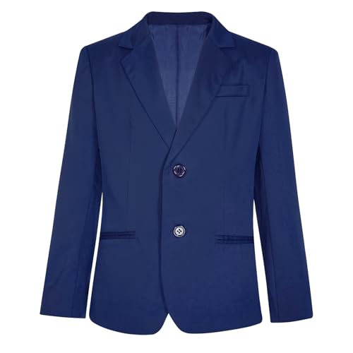 Freebily Kinder Jungen Sakko Slim Fit Festlich Anzugjacke Blazer Tuxedo Mantel Regular Fit für Hochzeit Freizeit Party D_Marineblau 110-116 von Freebily