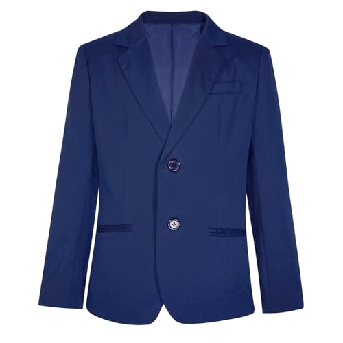 Freebily Kinder Jungen Sakko Slim Fit Festlich Anzugjacke Blazer Tuxedo Mantel Regular Fit für Hochzeit Freizeit Party D_Marineblau 146-152 von Freebily