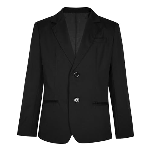 Freebily Kinder Jungen Sakko Slim Fit Festlich Anzugjacke Blazer Tuxedo Mantel Regular Fit für Hochzeit Freizeit Party D_Schwarz 158-164 von Freebily