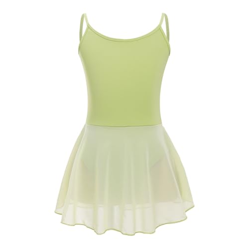 Freebily Kinder Mädchen Ballettanzug Ballett Tanzkleid Ballettbody mit Tüll Röckchen Gymnastik Kleid Tanz Kostüme Hellgrün_F 158-164 von Freebily