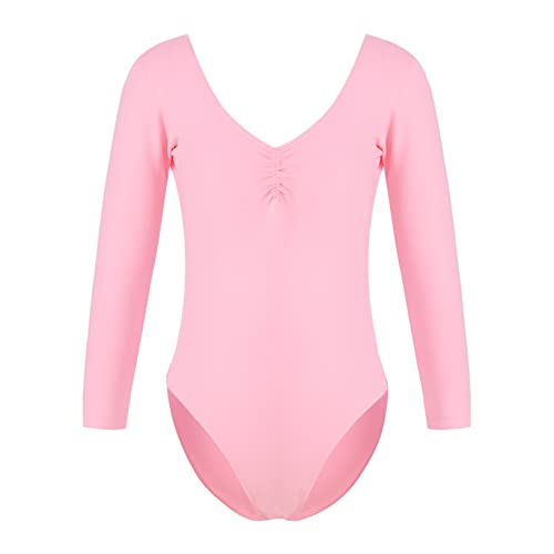 Freebily Kinder Mädchen Ballettanzug Langarm Ballett Body Tanz Gymnastik Trikot Sport Yoga Bodysuit Tanzanzug in Gr. 92-152 Rosa_C 134-140 von Freebily