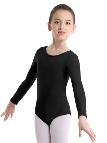 Freebily Kinder Mädchen Ballettanzug Langarm Ballett Body Tanz Gymnastik Trikot Sport Yoga Bodysuit Tanzanzug in Gr. 92-152 Schwarz Langarm 140 von Freebily