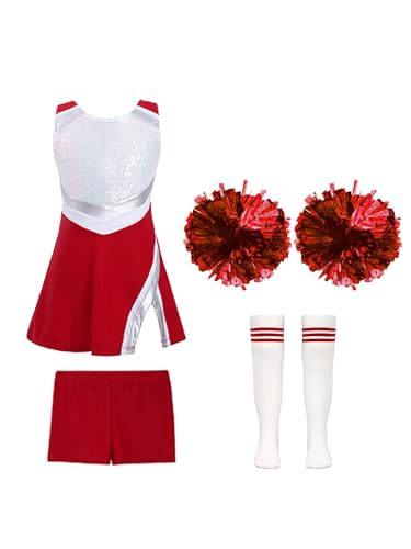 Freebily Kinder Mädchen Cheerleading Uniform Cheer Leaderin Kleid Pompoms Party Fasching Tanzkleidung High School Musical Aerobic Outfit Rot_A 158-164 Freebily Kinder Mädchen Cheerleading Uniform Cheer Leaderin Kleid Pompoms Party Fasching Tanzkleidung High School Musical Aerobic Outfit Rot_A 158-164 von Freebily
