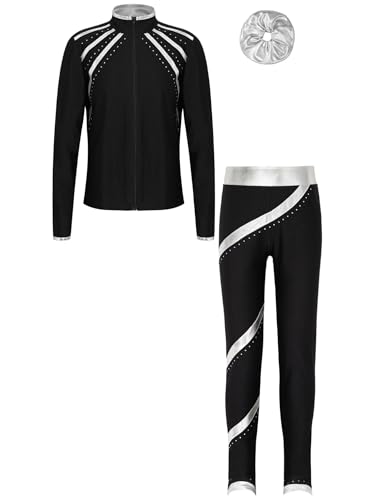Freebily Kinder Mädchen Eiskunstlauf Anzug Glitzer Strass Jacke Hose Und Haargummi 3er Set Eislaufen Trainingsoutfit Sport Performance Tanzkleidung Silber_S 134-140 Freebily Kinder Mädchen Eiskunstlauf Anzug Glitzer Strass Jacke Hose Und Haargummi 3er Set Eislaufen Trainingsoutfit Sport Performance Tanzkleidung Silber_S 134-140 von Freebily