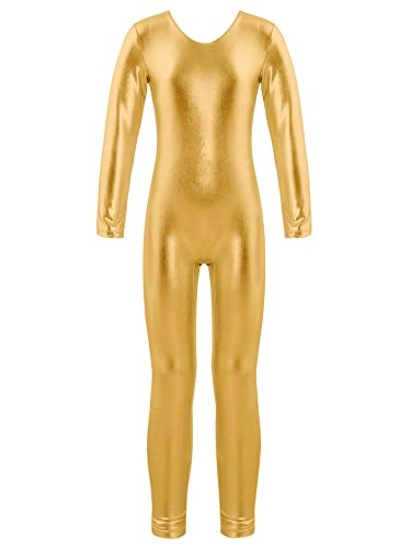 Freebily Kinder Mädchen Glänzende Ballettanzug Ballett Body Bodysuit Tanz Übung Gymnastik Trikot Overall Ganzanzug Dancewear Gold 116 von Freebily