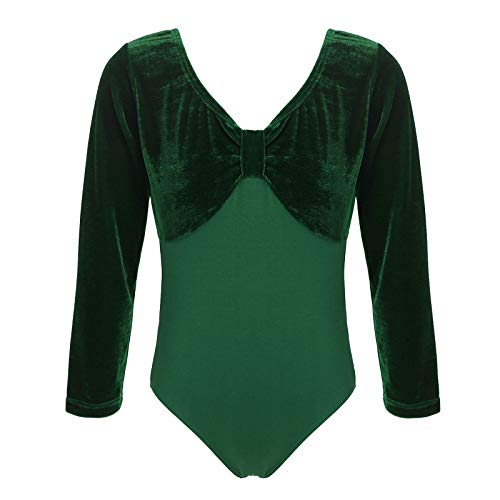 Freebily Kinder Mädchen Gymnastikanzug Langarm Samt Ballett Turntrikot Body Akrobatik Training Sport Performance Tanzkleidung Grün 134-140 von Freebily