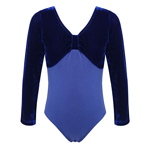 Freebily Kinder Mädchen Gymnastikanzug Langarm Samt Ballett Turntrikot Body Akrobatik Training Sport Performance Tanzkleidung Königsblau 158-164 von Freebily