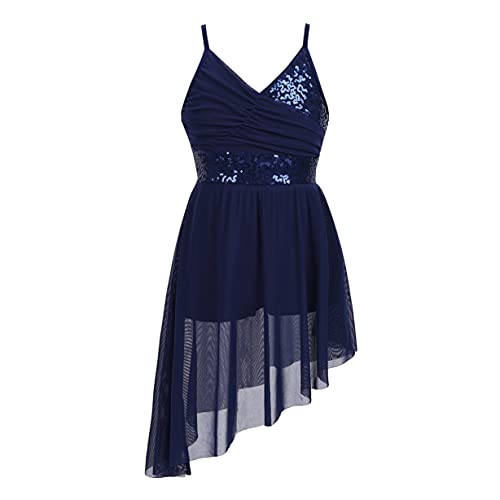 Freebily Kinder Mädchen Ballettanzug Ballett Tanzkleid Ballettbody mit Tüll Röckchen Gymnastik Kleid Tanz Kostüme Marineblau 152-164/12-14 Jahre von Freebily