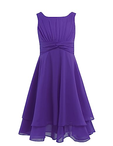 Freebily Kinder Mädchen Partykleider Ärmellos Prinzessin Kleid Festlich Chiffon Blumenmädchenkleid Hochzeit Ballkleid Festkleid Violett 164 von Freebily