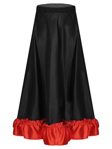 Freebily Kinder Mädchen Spanisches Flamenco Rock Tanzrock Spanischer Stierkampf Rock Latin Standard Ballsaal Rock Swing Wettbewerbsrock A_Schwarz-180grad 134-140 von Freebily